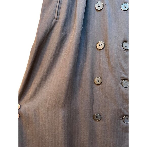 Anthropologie Pin Stripe Paper Bag Skirt Blue Seen Worn Kept Midi Length Size 8 - Picture 3 of 8